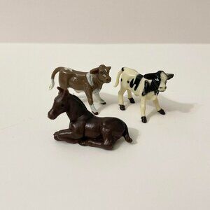 Lot of 3 ERTL Mini Animal Figures Cows and Horse